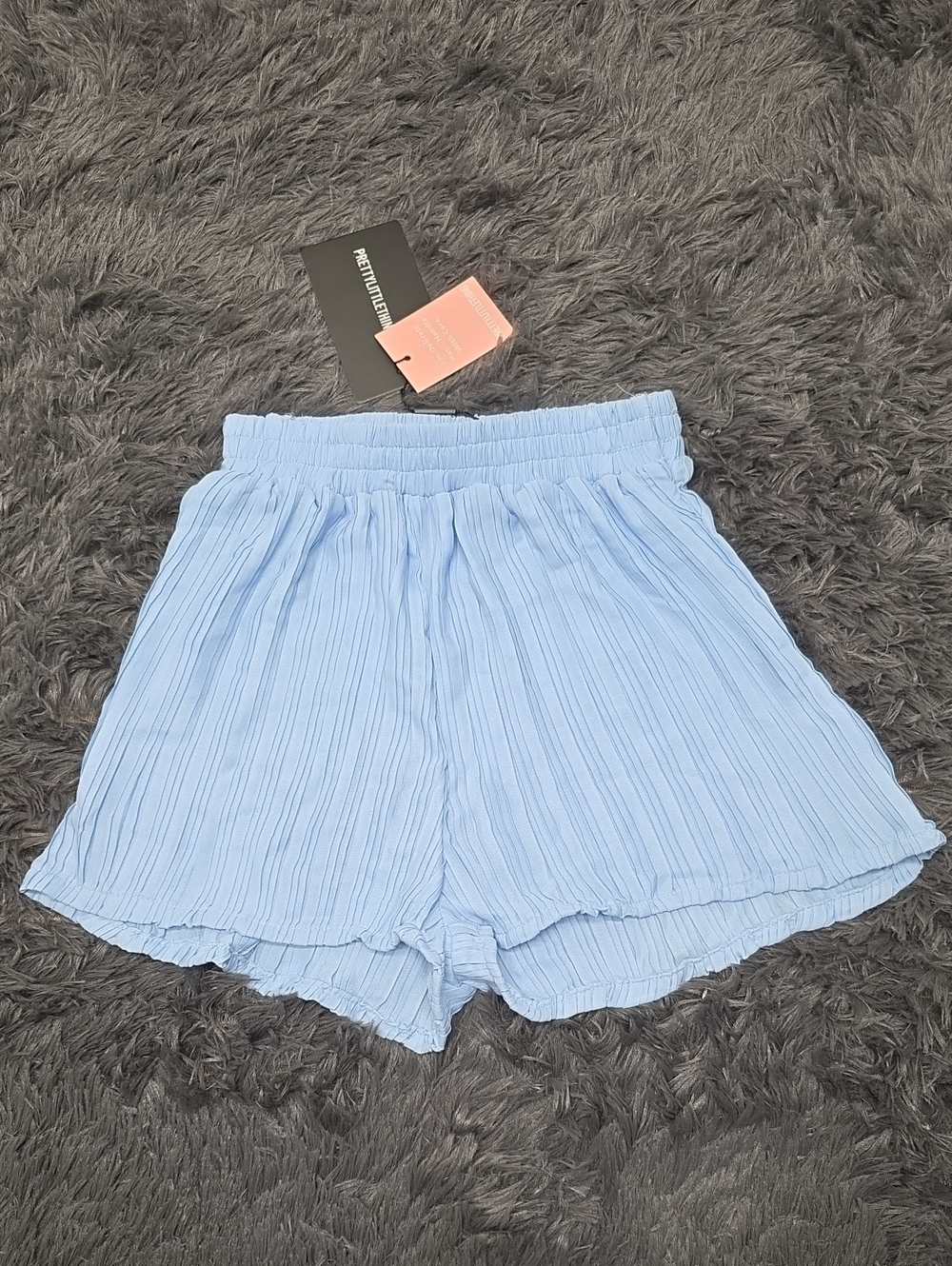 PrettyLittleThing- Pale Blue Chiffon High Waist Shorts. Size 0. NWT